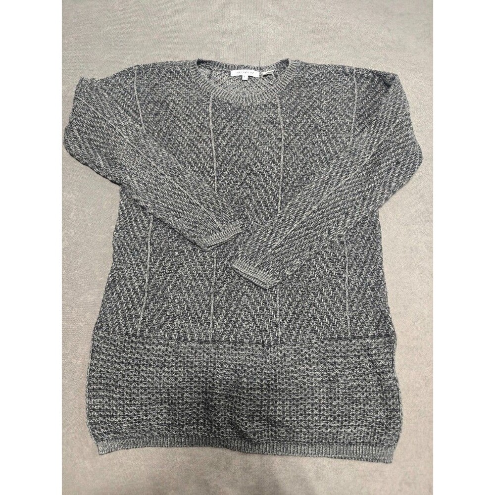 Eight Eight Eight Womens Large Gray Marled Textured Cotton Knit Pullover Sweater